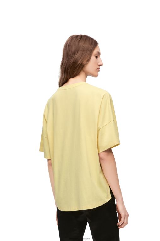 Loewe Women Boxy fit T-shirt in cotton 206XF780 Light Lemon - Image 3