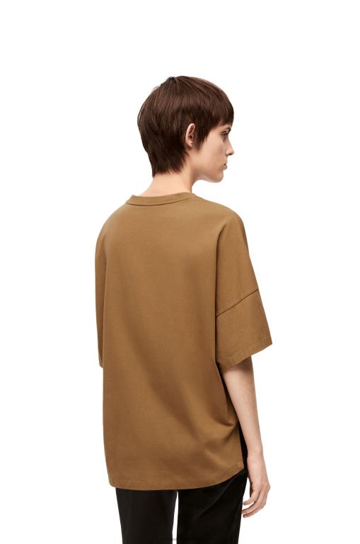 Loewe Women Boxy fit T-shirt in cotton 206XF781 Dark Camel - Image 3