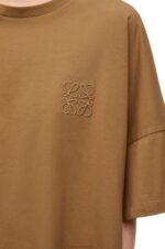 Loewe Women Boxy fit T-shirt in cotton 206XF781 Dark Camel - Image 4