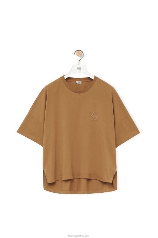 Loewe Women Boxy fit T-shirt in cotton 206XF781 Dark Camel - Image 5
