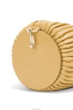 Loewe Women Bracelet Pouch in pleated nappa 206XF375 Dark Butter - Image 5