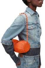Loewe Women Bracelet pouch in pleated nappa 206XF600 Orange - Image 2