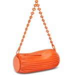 Loewe Women Bracelet pouch in pleated nappa 206XF600 Orange