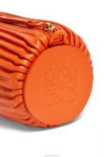 Loewe Women Bracelet pouch in pleated nappa 206XF600 Orange - Image 7