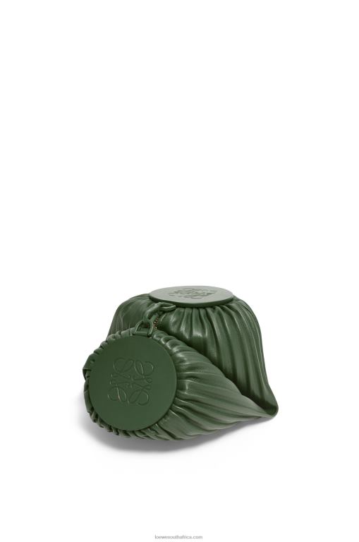 Loewe Women Bracelet pouch in pleated nappa 206XF609 Vintage Khaki - Image 4