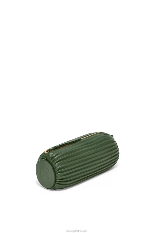 Loewe Women Bracelet pouch in pleated nappa 206XF609 Vintage Khaki - Image 5