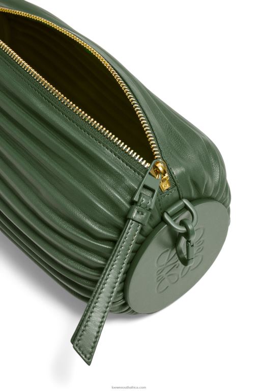 Loewe Women Bracelet pouch in pleated nappa 206XF609 Vintage Khaki - Image 6