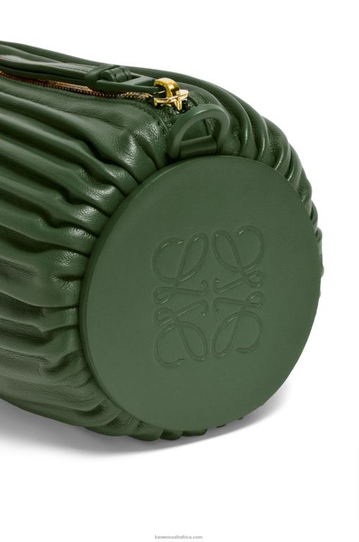 Loewe Women Bracelet pouch in pleated nappa 206XF609 Vintage Khaki - Image 7