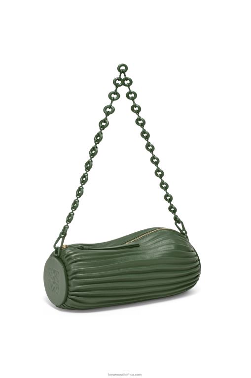 loewe_women_bracelet_pouch_in_pleated_nappa_206xf609_vintage_khaki.jpg Loewe Women Bracelet pouch in pleated nappa 206XF609 Vintage Khaki - Image 1