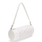 Loewe Women Bracelet pouch in raffia and calfskin 206XF377 White