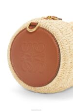 Loewe Women Bracelet pouch in raffia and calfskin 206XF378 Natural/Tan - Image 7