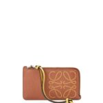 Loewe Women Brand coin cardholder in classic calfskin 206XF1418 Tan/Ochre