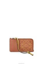 Loewe Women Brand coin cardholder in classic calfskin 206XF1418 Tan/Ochre