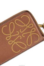 Loewe Women Brand coin cardholder in classic calfskin 206XF1418 Tan/Ochre - Image 4