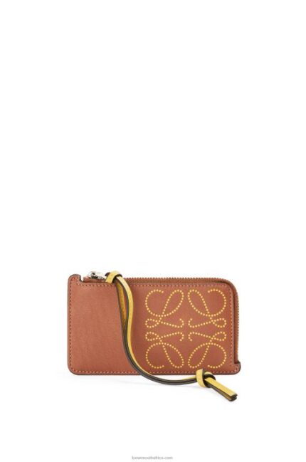 Loewe Women Brand coin cardholder in classic calfskin 206XF1418 Tan/Ochre