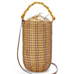 Loewe Women Bucket Mesh bag in calfskin 206XF183 Tan/Yellow