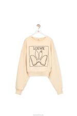 Loewe Women Bunny sweatshirt in cotton 206XF805 Ivory - Image 5