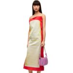 Loewe Women Bustier dress in technical satin 206XF1032 Yellow/Red