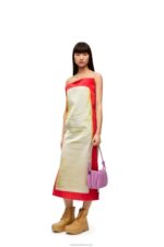 Loewe Women Bustier dress in technical satin 206XF1032 Yellow/Red