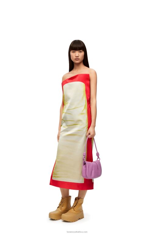 loewe_women_bustier_dress_in_technical_satin_206xf1032_yellow_red.jpg Loewe Women Bustier dress in technical satin 206XF1032 Yellow/Red - Image 1