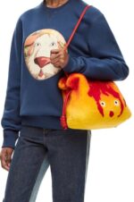 Loewe Women Calcifer Flamenco clutch in shearling 206XF443 Red - Image 2