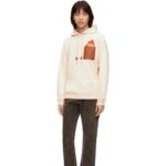 Loewe Women Calcifer leather patch hoodie in cotton 206XF842 Ecru