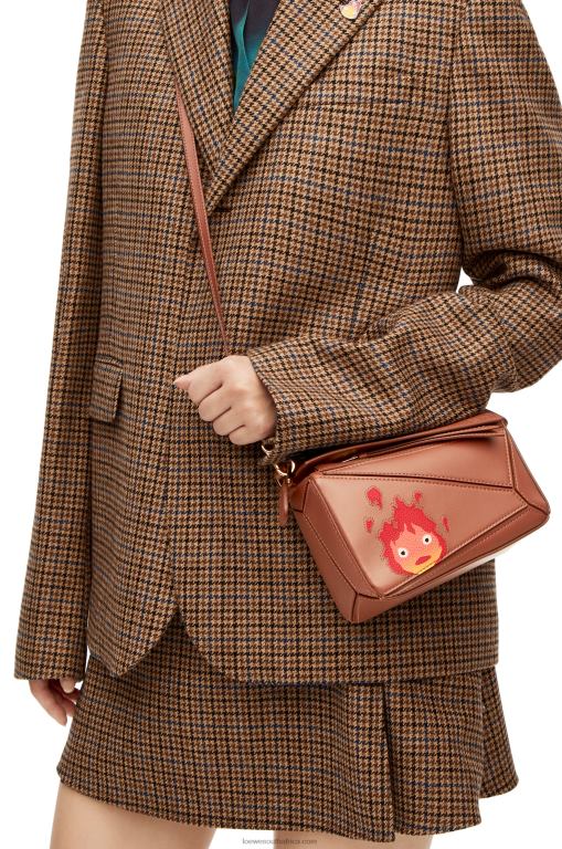 Loewe Women Calcifer mini Puzzle bag in satin calfskin 206XF260 Rust - Image 2