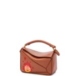Loewe Women Calcifer mini Puzzle bag in satin calfskin 206XF260 Rust