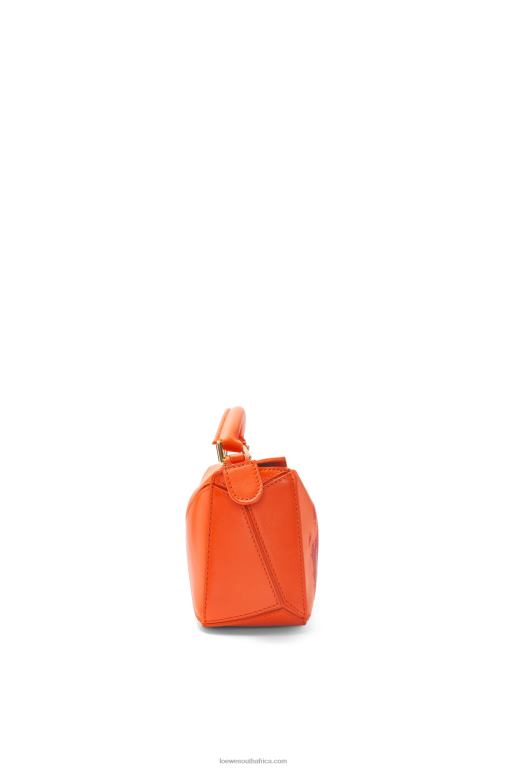 Loewe Women Calcifer mini Puzzle bag in satin calfskin 206XF261 Orange - Image 4