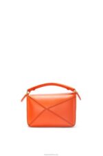 Loewe Women Calcifer mini Puzzle bag in satin calfskin 206XF261 Orange - Image 5