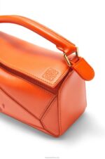 Loewe Women Calcifer mini Puzzle bag in satin calfskin 206XF261 Orange - Image 8