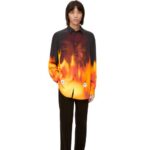 Loewe Women Calcifer shirt in viscose 206XF941 Orange Multitone