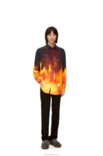 Loewe Women Calcifer shirt in viscose 206XF941 Orange Multitone