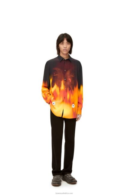Loewe Women Calcifer shirt in viscose 206XF941 Orange Multitone