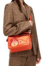 Loewe Women Calcifer small Puzzle bag in satin calfskin 206XF441 Orange - Image 2