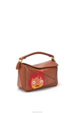 Loewe Women Calcifer small Puzzle bag in satin calfskin 206XF442 Rust - Image 3