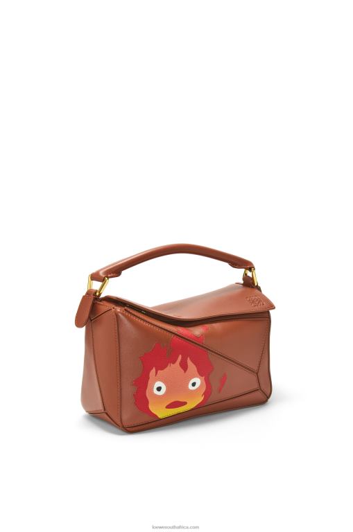 Loewe Women Calcifer small Puzzle bag in satin calfskin 206XF442 Rust - Image 3