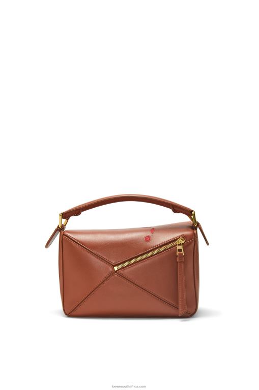 Loewe Women Calcifer small Puzzle bag in satin calfskin 206XF442 Rust - Image 5