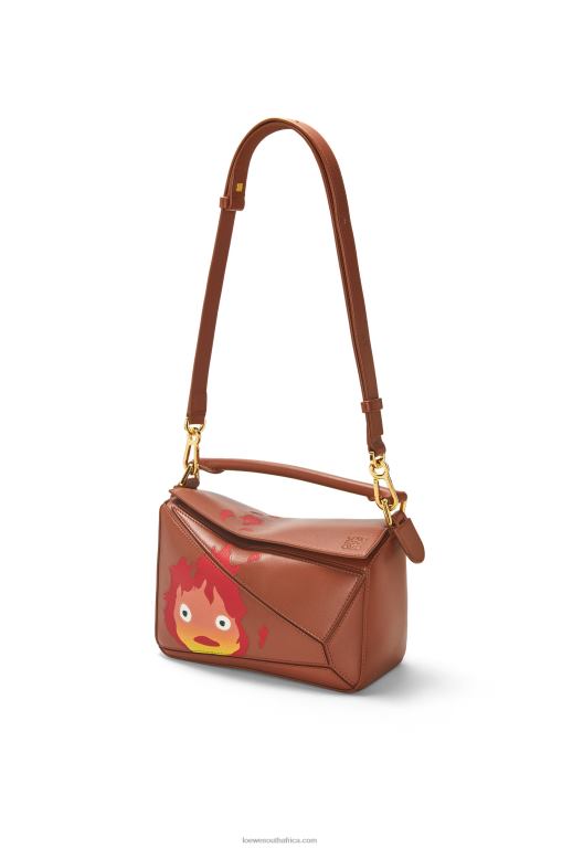 Loewe Women Calcifer small Puzzle bag in satin calfskin 206XF442 Rust - Image 6