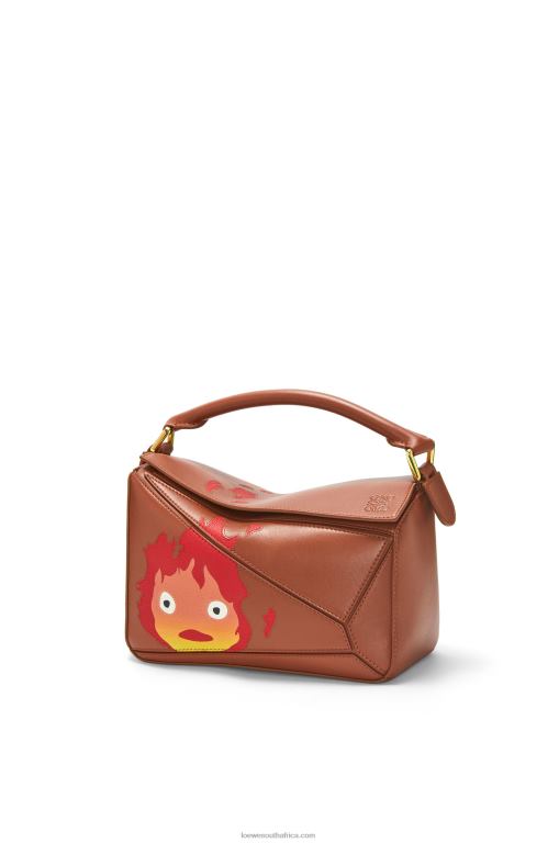 loewe_women_calcifer_small_puzzle_bag_in_satin_calfskin_206xf442_rust.jpg Loewe Women Calcifer small Puzzle bag in satin calfskin 206XF442 Rust - Image 1