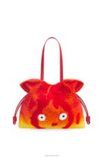 Loewe Women Calcifer XL Flamenco clutch in shearling 206XF444 Red - Image 3