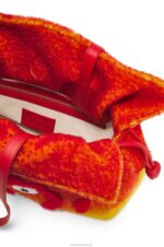 Loewe Women Calcifer XL Flamenco clutch in shearling 206XF444 Red - Image 8