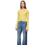 Loewe Women Cardigan in viscose 206XF849 Acid Yellow