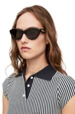 Loewe Women Cateye sunglasses in acetate 206XF1495 Black - Image 2
