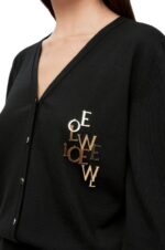 Loewe Women charm cardigan in wool 206XF960 Black - Image 4