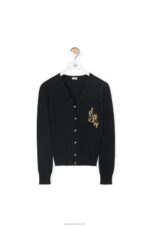 Loewe Women charm cardigan in wool 206XF960 Black - Image 5