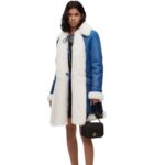 Loewe Women Coat in shearling 206XF1119 White/Blue