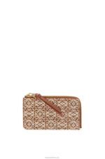 Loewe Women Coin cardholder in jacquard and calfskin 206XF1389 Tan/Pecan