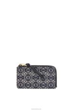 Loewe Women Coin cardholder in jacquard and calfskin 206XF1390 Navy/Black