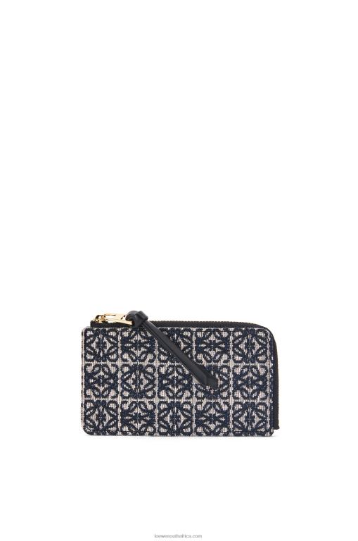 Loewe Women Coin cardholder in jacquard and calfskin 206XF1390 Navy/Black - Image 1
